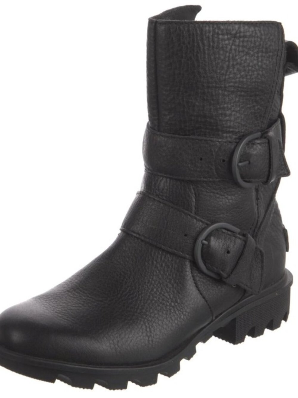 Sorel Womens Black Leather Phoenix Boots Moto Waterproof Buckled Size 6